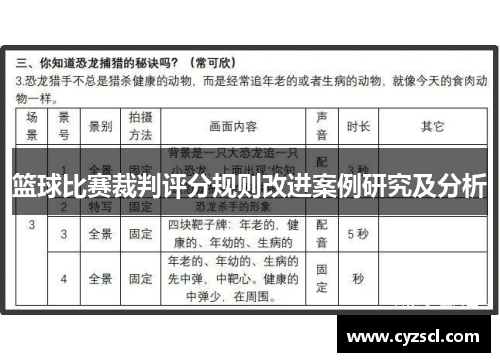 篮球比赛裁判评分规则改进案例研究及分析